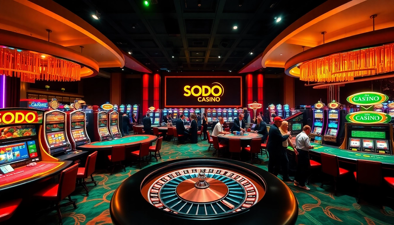 SODO CASINO energizes the gaming atmosphere with vibrant slot machines and poker tables.