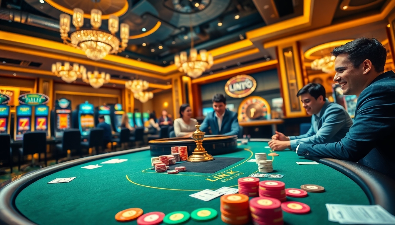 Casino excitement at LINK NEO79 with poker action and vibrant gaming elements