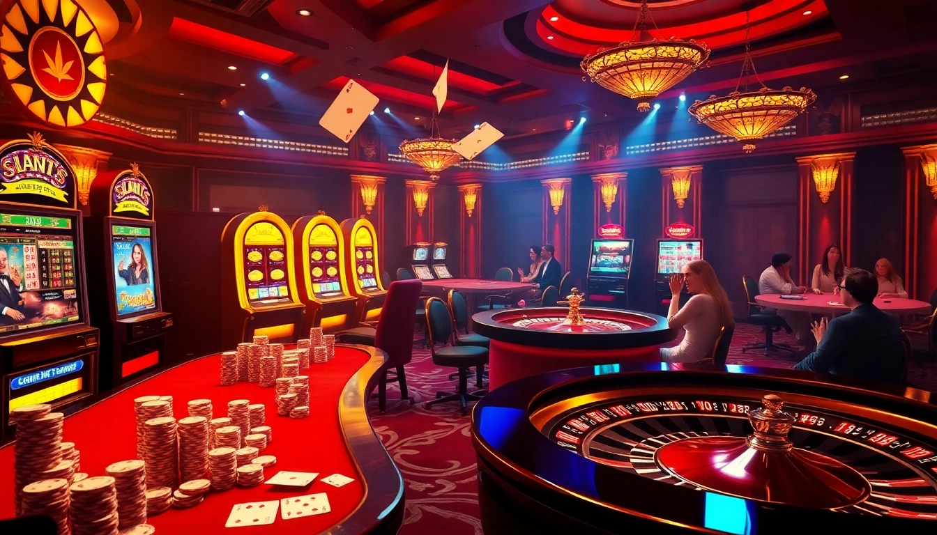 Experience the thrill of gambling with 3Dbet at a luxurious casino complete with tables and slot machines.