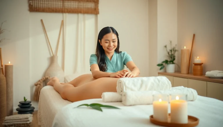 Suwon 출장마사지 with a professional young Thai therapist in a tranquil setting, promoting relaxation and wellness.