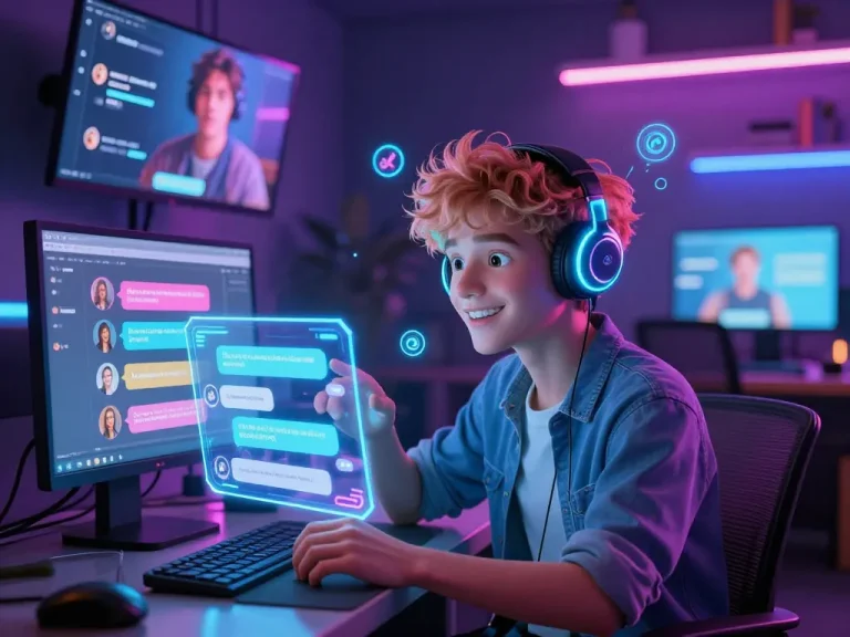 Engaging NSFW AI character in a neon-lit futuristic setting, showcasing interactive conversations.