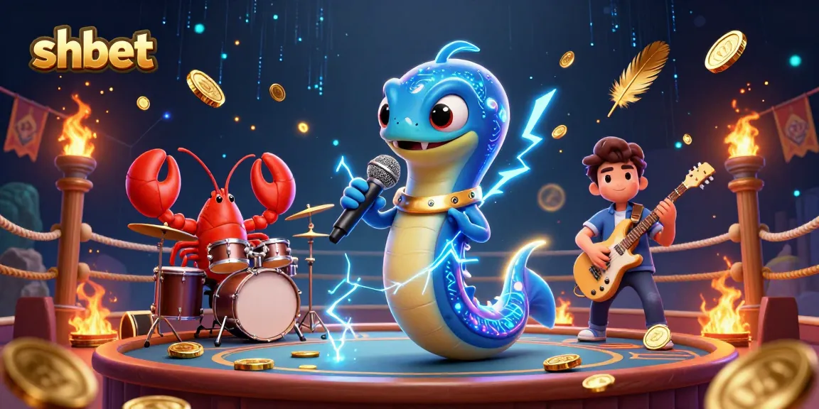 Join the action at shbet with an electric eel DJ, vibrant underwater casino scene surrounded by shimmering details.