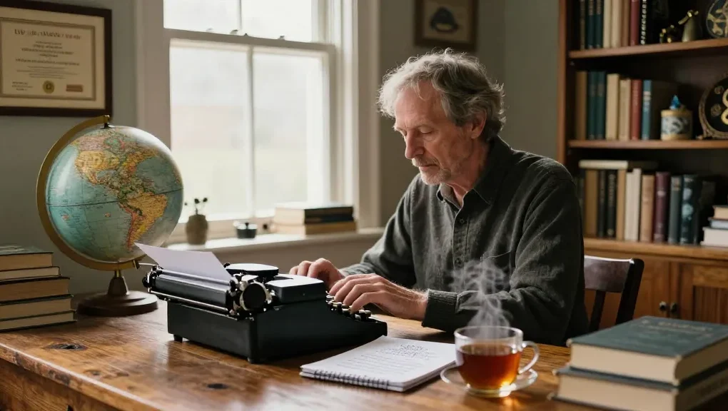 T Allen Greenfield at https://tallengreenfield.com reflecting on spirituality and UFOs in his writing space.